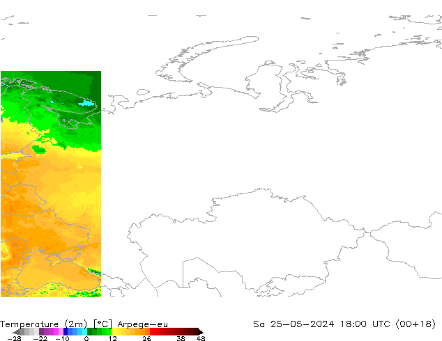 Sıcaklık Haritası (2m) Arpege-eu Cts 25.05.2024 18 UTC