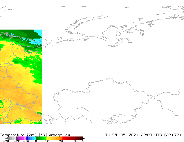 Temperature (2m) Arpege-eu Tu 28.05.2024 00 UTC