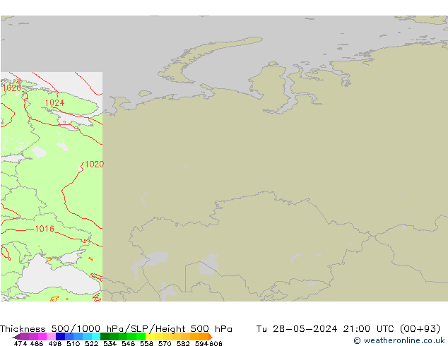 Thck 500-1000hPa Arpege-eu  28.05.2024 21 UTC