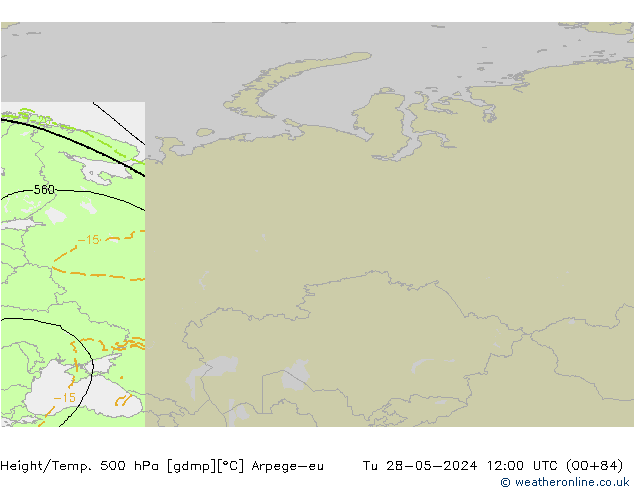 Geop./Temp. 500 hPa Arpege-eu mar 28.05.2024 12 UTC