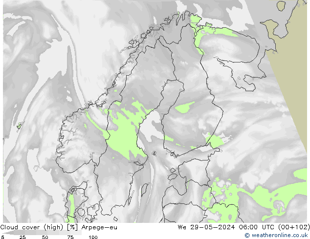 Bulutlar (yüksek) Arpege-eu Çar 29.05.2024 06 UTC