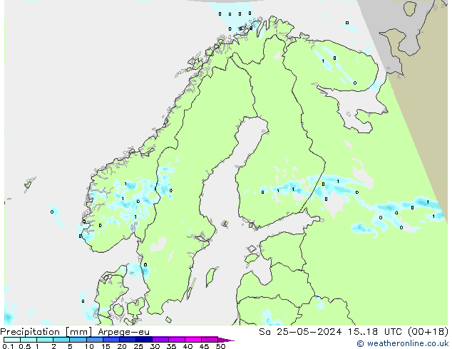 precipitação Arpege-eu Sáb 25.05.2024 18 UTC