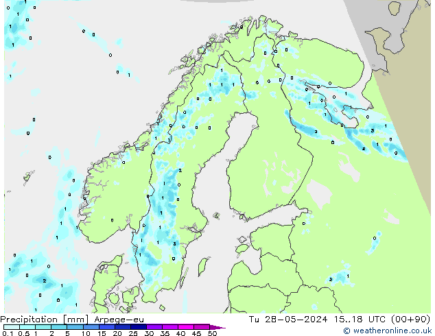 Precipitation Arpege-eu Tu 28.05.2024 18 UTC