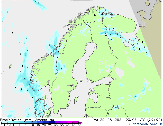 precipitação Arpege-eu Qua 29.05.2024 03 UTC