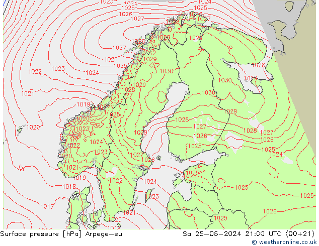 Bodendruck Arpege-eu Sa 25.05.2024 21 UTC