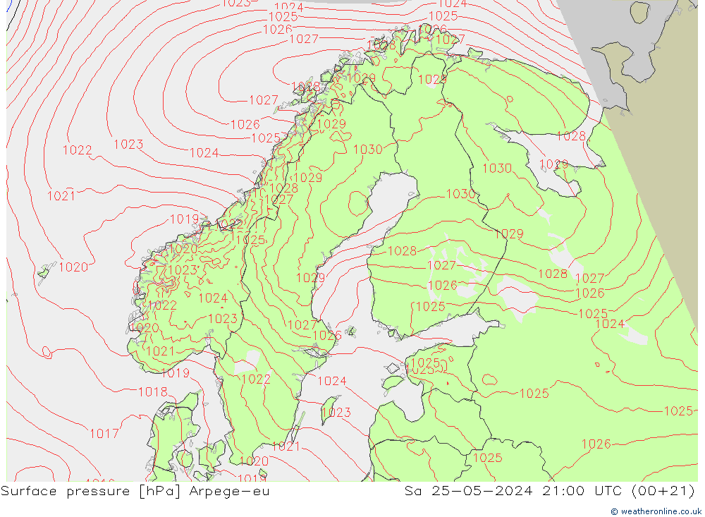 pressão do solo Arpege-eu Sáb 25.05.2024 21 UTC