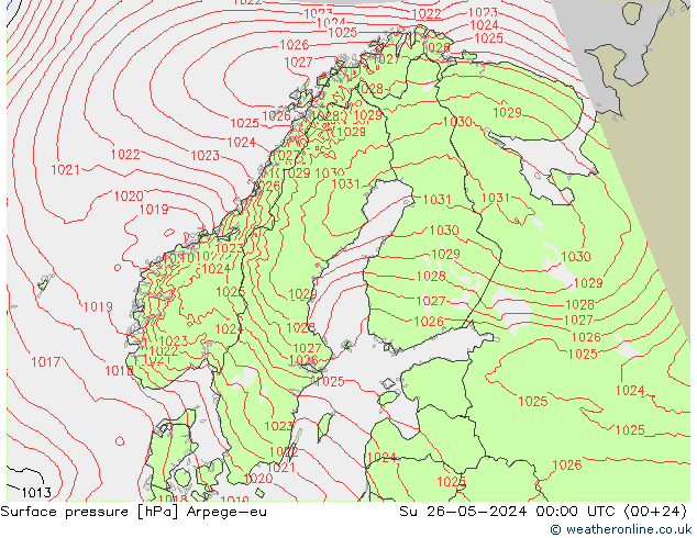 Surface pressure Arpege-eu Su 26.05.2024 00 UTC