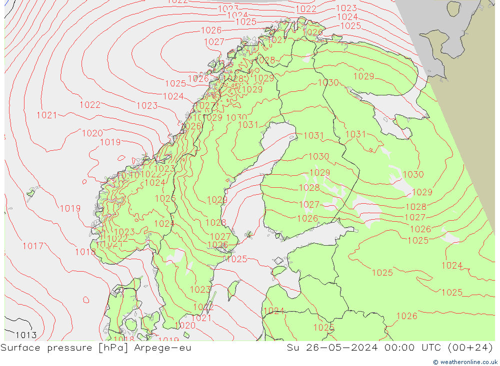 Bodendruck Arpege-eu So 26.05.2024 00 UTC