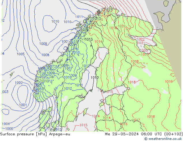 Luchtdruk (Grond) Arpege-eu wo 29.05.2024 06 UTC