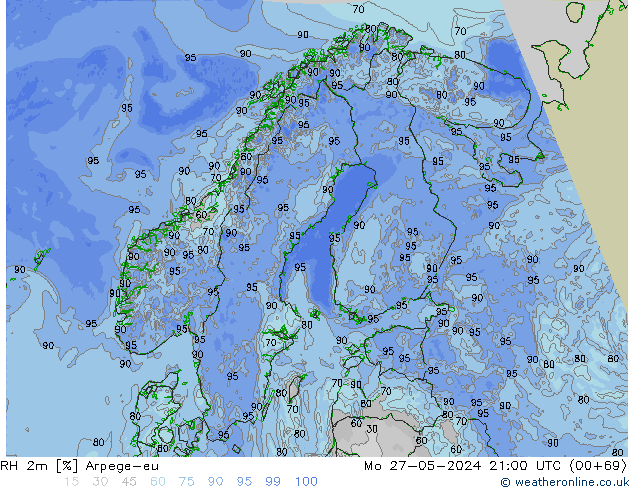 RH 2m Arpege-eu  27.05.2024 21 UTC