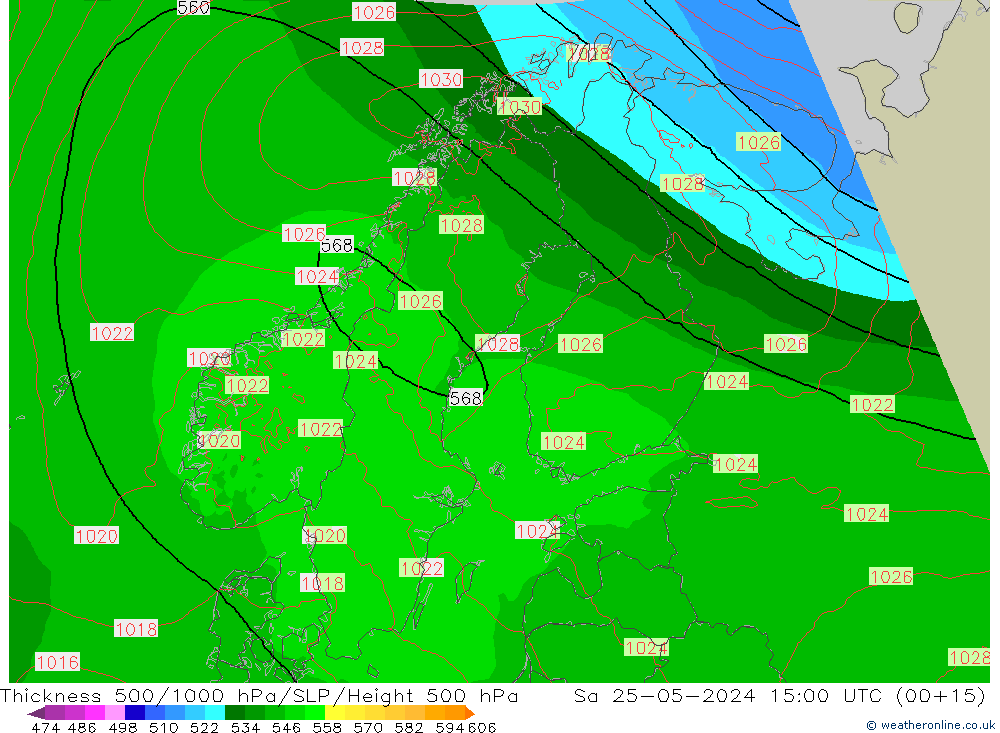 Thck 500-1000hPa Arpege-eu so. 25.05.2024 15 UTC