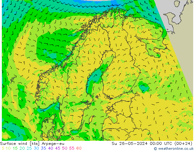 风 10 米 Arpege-eu 星期日 26.05.2024 00 UTC