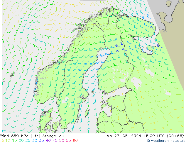 Rüzgar 850 hPa Arpege-eu Pzt 27.05.2024 18 UTC