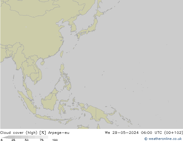 Nuages (élevé) Arpege-eu mer 29.05.2024 06 UTC