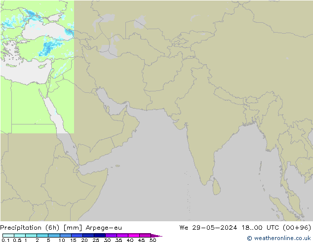 Precipitazione (6h) Arpege-eu mer 29.05.2024 00 UTC