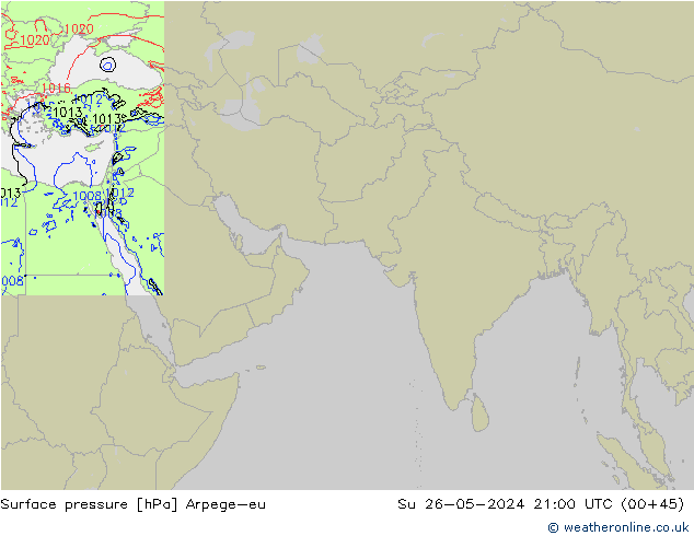 Surface pressure Arpege-eu Su 26.05.2024 21 UTC