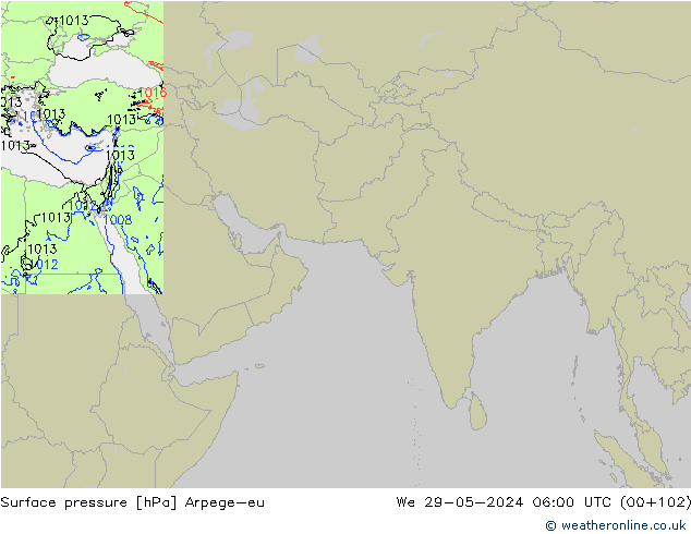 Atmosférický tlak Arpege-eu St 29.05.2024 06 UTC