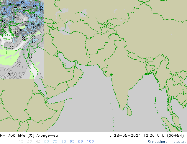 RH 700 hPa Arpege-eu Di 28.05.2024 12 UTC