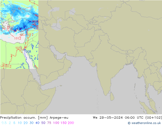 Precipitation accum. Arpege-eu We 29.05.2024 06 UTC