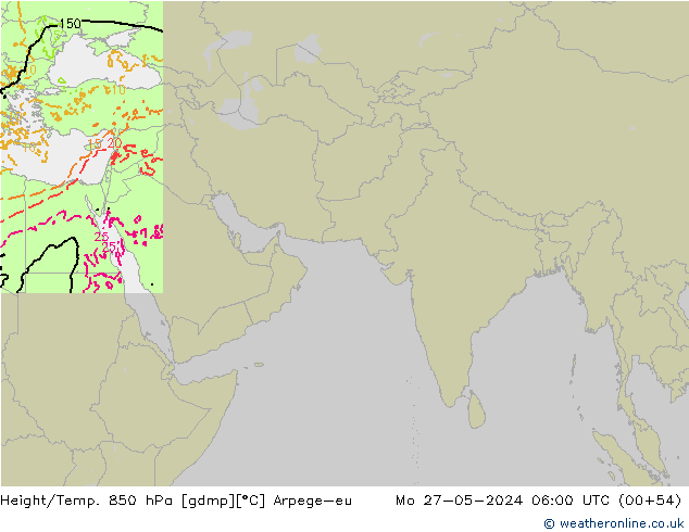 Yükseklik/Sıc. 850 hPa Arpege-eu Pzt 27.05.2024 06 UTC