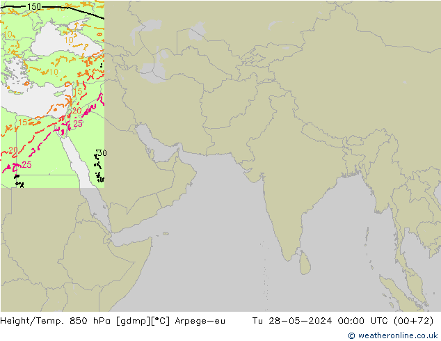 Height/Temp. 850 hPa Arpege-eu Tu 28.05.2024 00 UTC