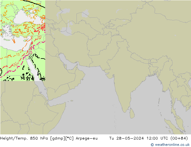 Height/Temp. 850 hPa Arpege-eu Tu 28.05.2024 12 UTC