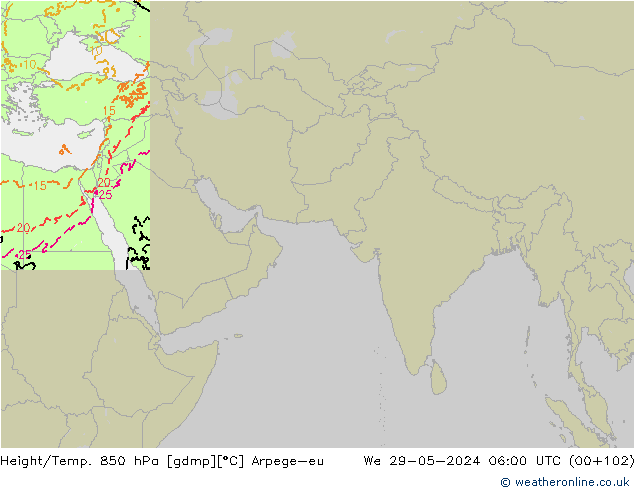 Yükseklik/Sıc. 850 hPa Arpege-eu Çar 29.05.2024 06 UTC