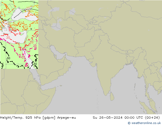 Height/Temp. 925 hPa Arpege-eu 星期日 26.05.2024 00 UTC