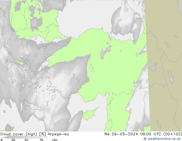 Nubes altas Arpege-eu mié 29.05.2024 06 UTC