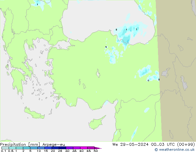 Precipitation Arpege-eu We 29.05.2024 03 UTC