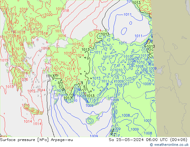 Atmosférický tlak Arpege-eu So 25.05.2024 06 UTC