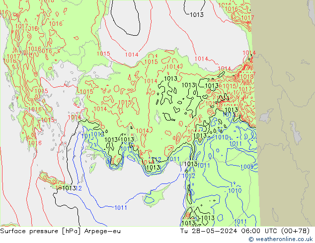 Presión superficial Arpege-eu mar 28.05.2024 06 UTC