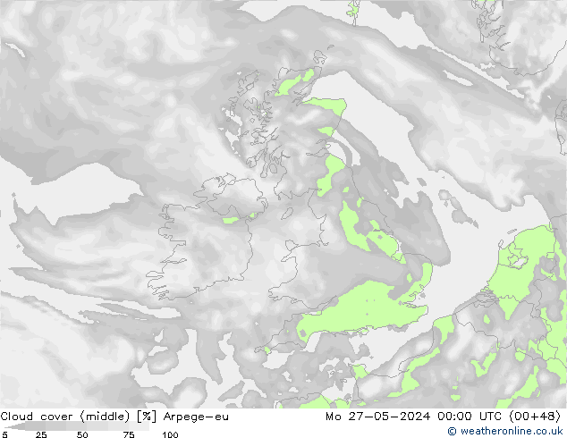 Bewolking (Middelb.) Arpege-eu ma 27.05.2024 00 UTC