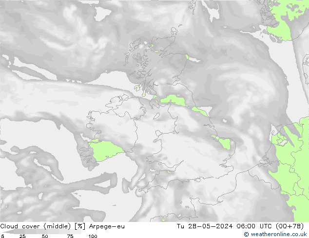 Nuages (moyen) Arpege-eu mar 28.05.2024 06 UTC