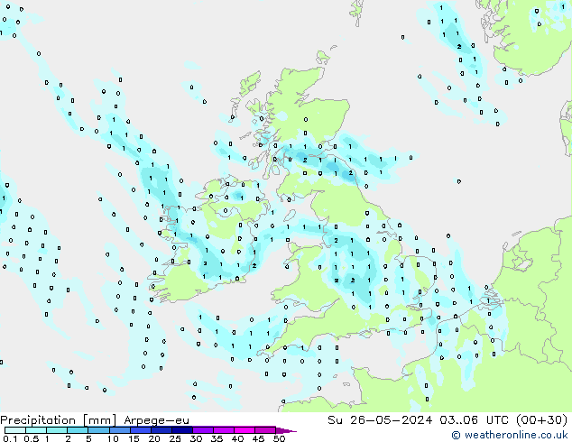 Precipitation Arpege-eu Su 26.05.2024 06 UTC