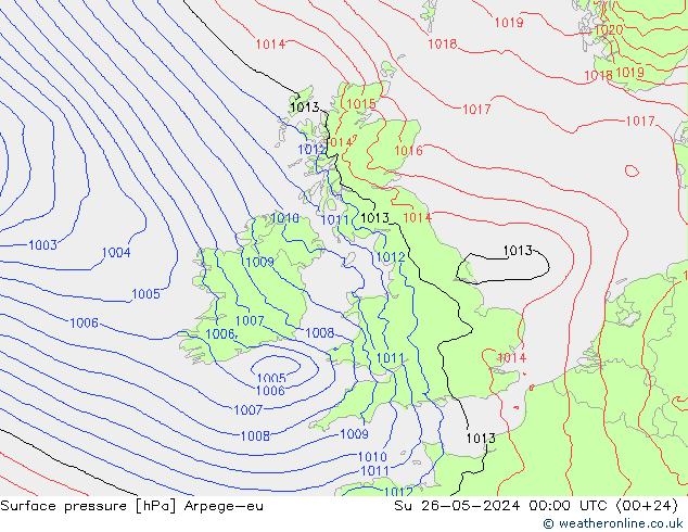 Atmosférický tlak Arpege-eu Ne 26.05.2024 00 UTC