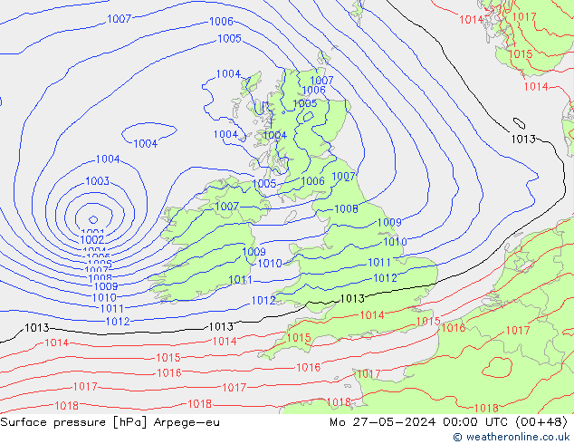 приземное давление Arpege-eu пн 27.05.2024 00 UTC