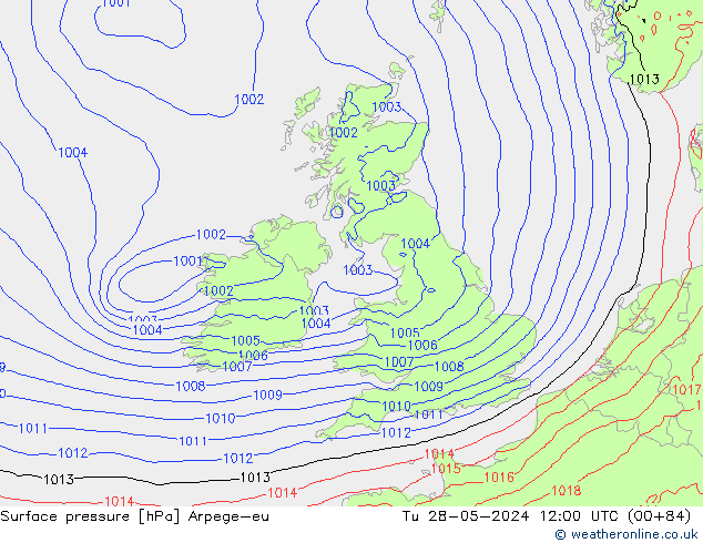 Pressione al suolo Arpege-eu mar 28.05.2024 12 UTC