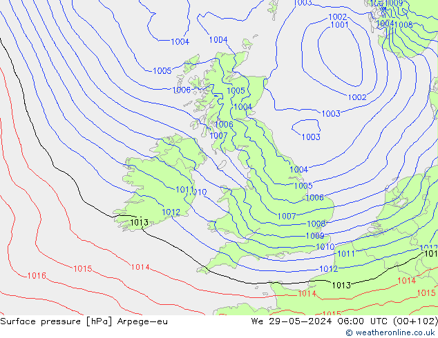 Surface pressure Arpege-eu We 29.05.2024 06 UTC