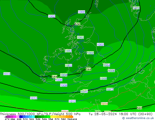 500-1000 hPa Kalınlığı Arpege-eu Sa 28.05.2024 18 UTC