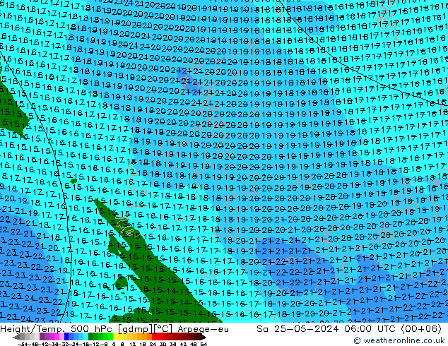 Height/Temp. 500 hPa Arpege-eu  25.05.2024 06 UTC