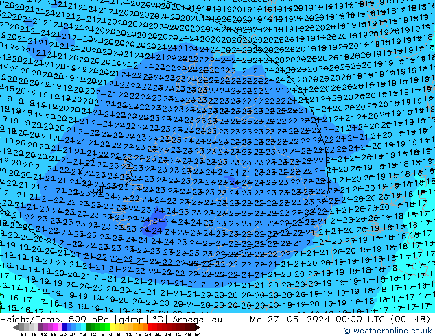 Height/Temp. 500 hPa Arpege-eu Mo 27.05.2024 00 UTC