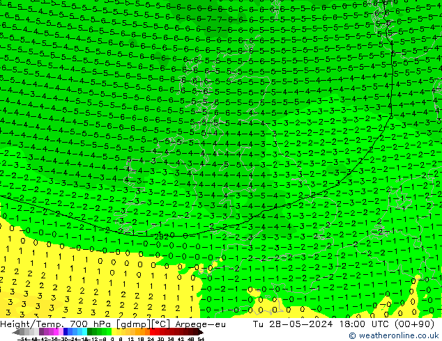 Height/Temp. 700 hPa Arpege-eu Ter 28.05.2024 18 UTC