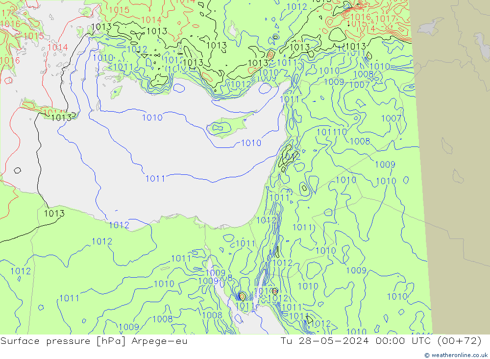 приземное давление Arpege-eu вт 28.05.2024 00 UTC