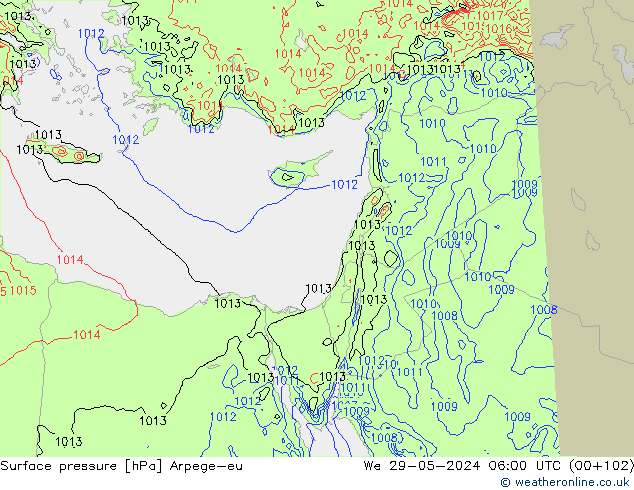 Surface pressure Arpege-eu We 29.05.2024 06 UTC