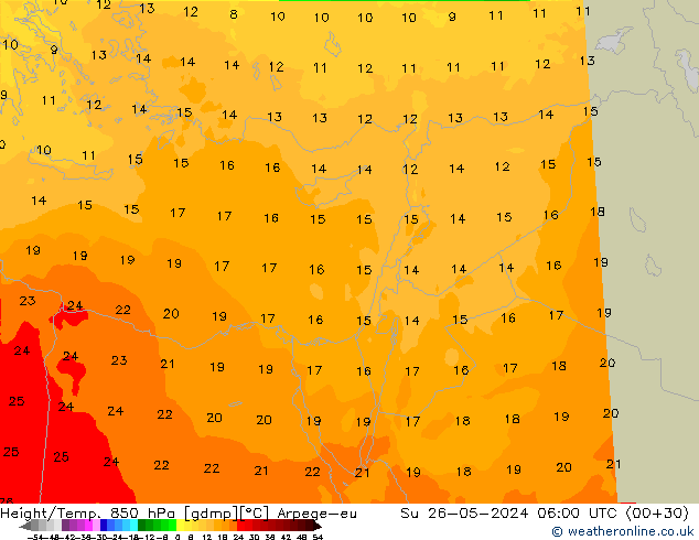 Height/Temp. 850 hPa Arpege-eu  26.05.2024 06 UTC