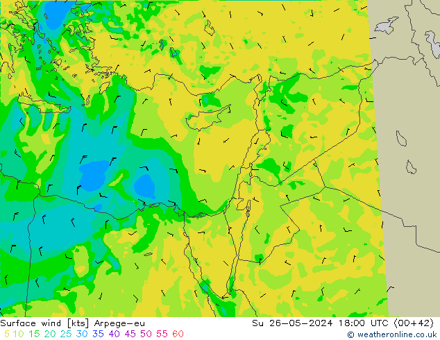 Surface wind Arpege-eu Su 26.05.2024 18 UTC