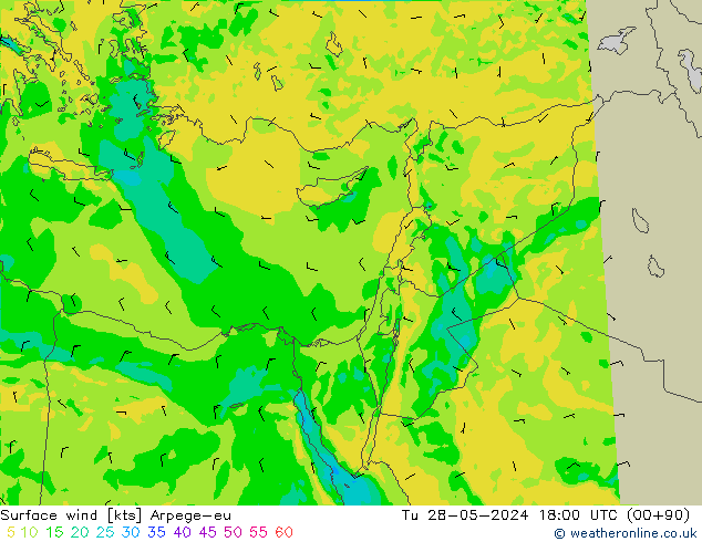 Vent 10 m Arpege-eu mar 28.05.2024 18 UTC