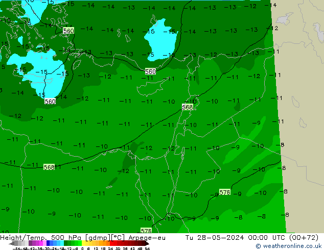 Yükseklik/Sıc. 500 hPa Arpege-eu Sa 28.05.2024 00 UTC