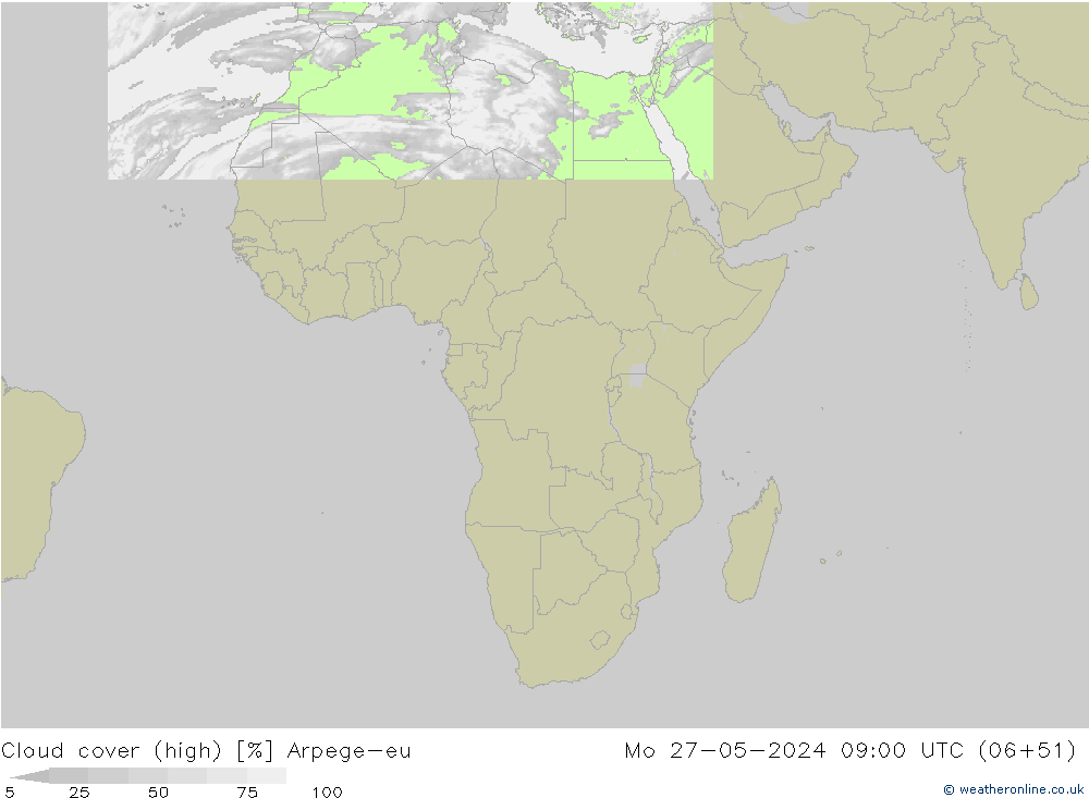 Nuages (élevé) Arpege-eu lun 27.05.2024 09 UTC